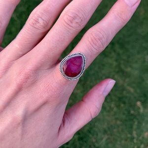 925 Ruby crystal ring